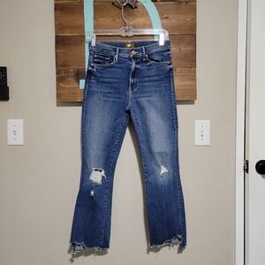 Mother The Insider Crop Step Chew Blue Strechy Casual Denim Size 27